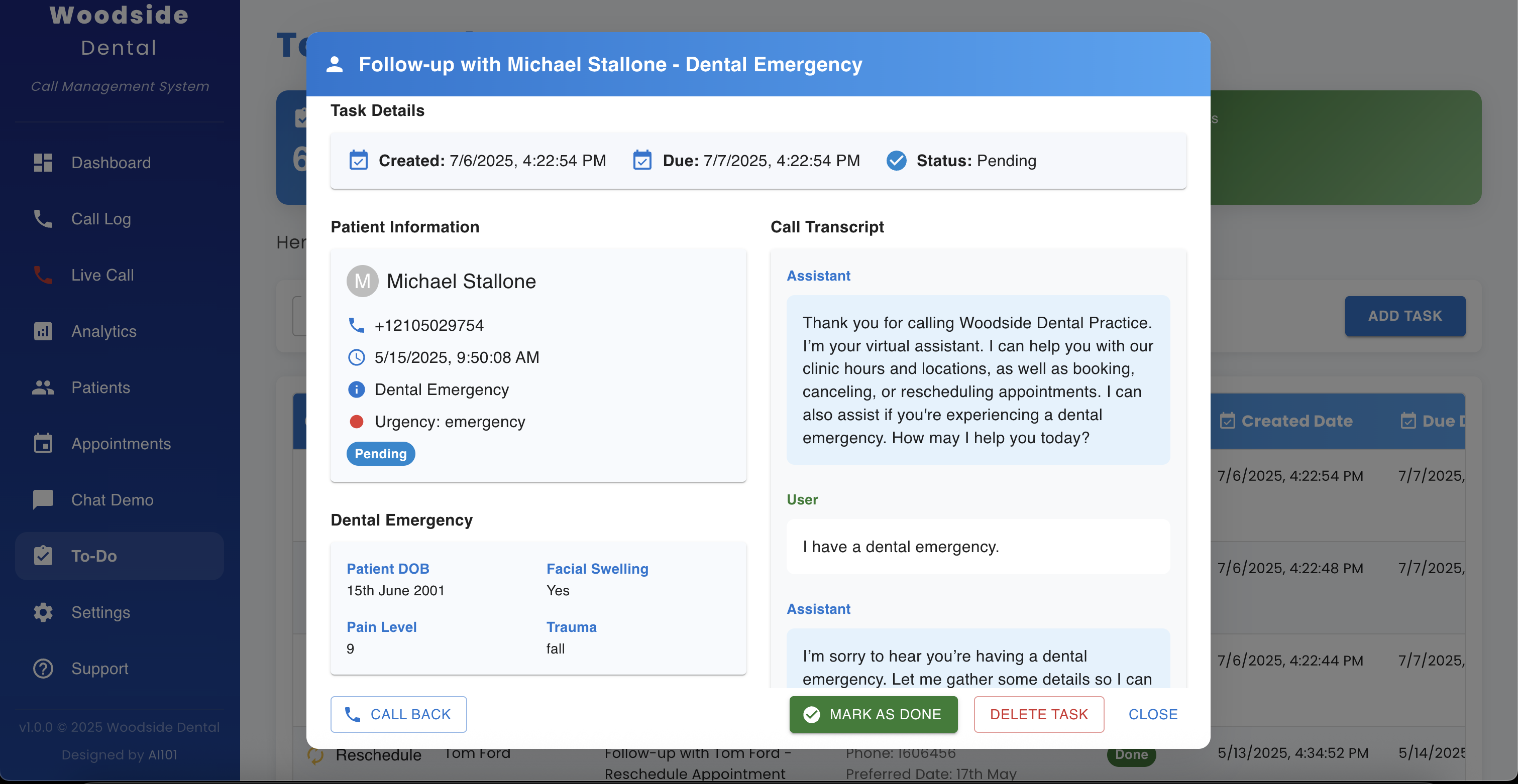 AI Voice Agent To Do Task Details